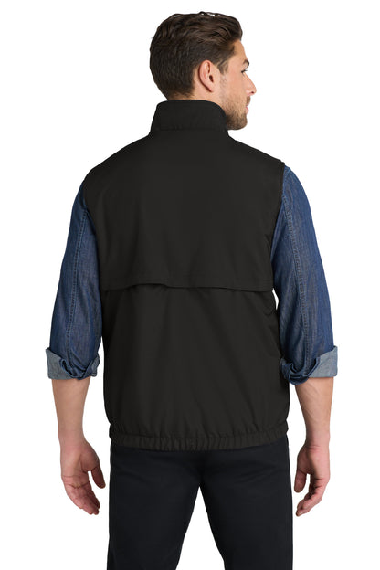 Custom Embroidered Port Authority Reversible Charger Vest. J7490,True Black/ Black