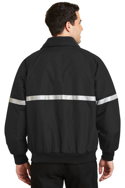 Custom Embroidered Port Authority Challenger Jacket with Reflective Taping J754R,True Black/ True Black/ Reflective