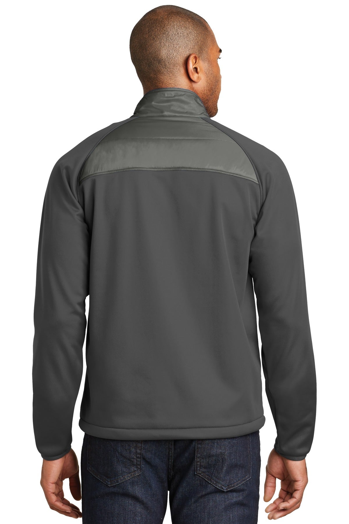 Custom Embroidered Port Authority Hybrid Soft Shell Jacket. J787,Smoke Grey/ Grey Steel