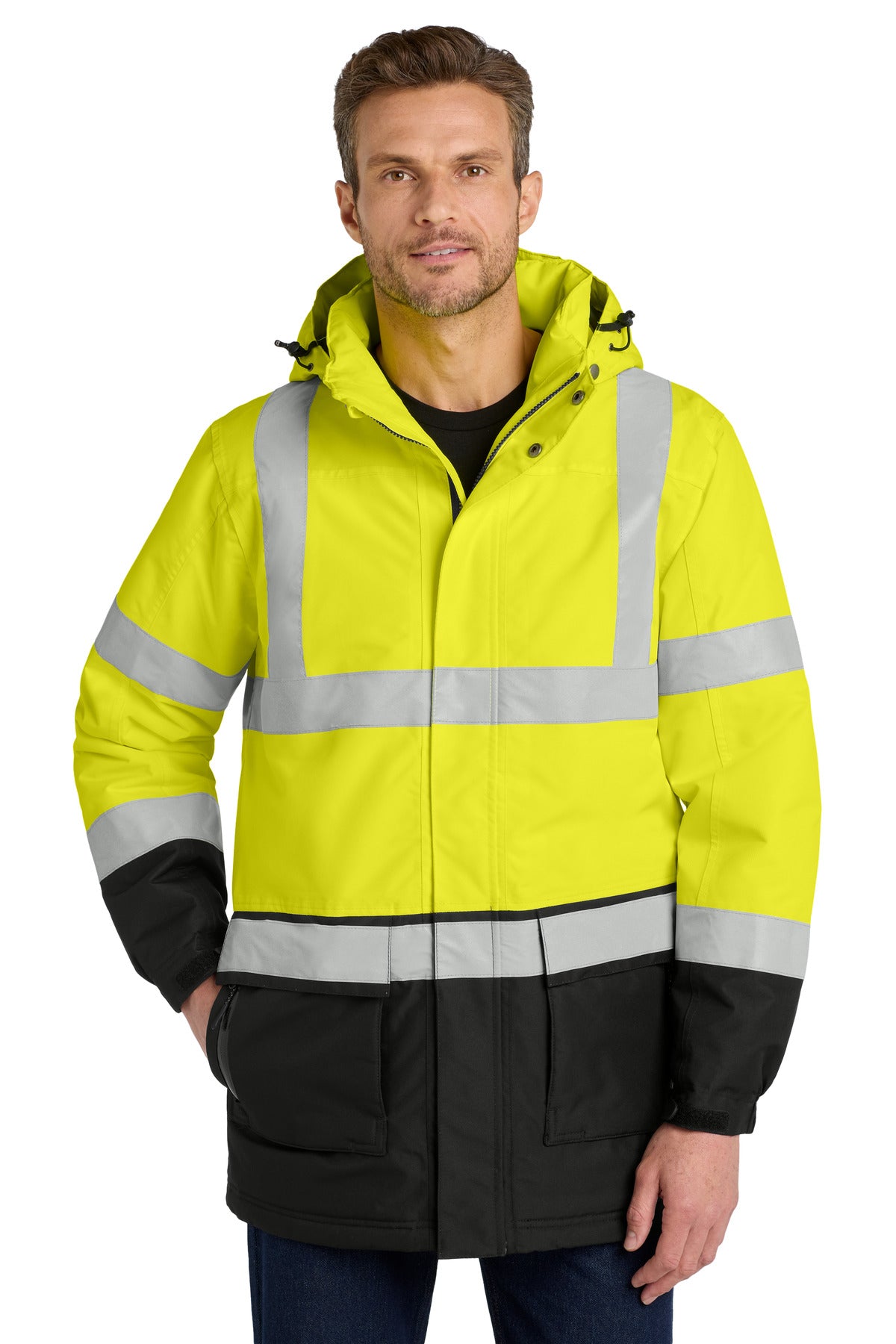 Custom Embroidered Port Authority Outerwear in Safety Yellow/ Black