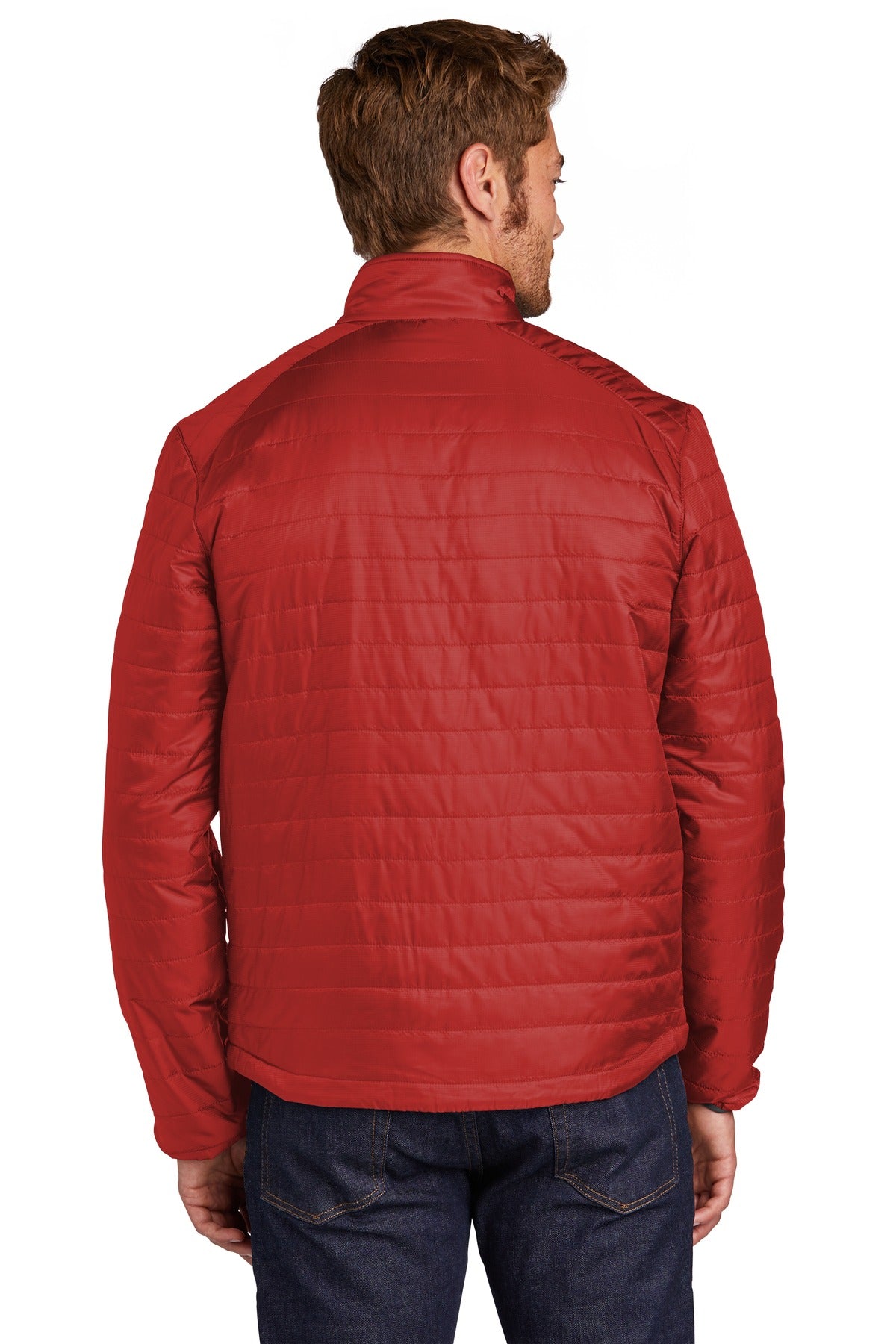 Custom Embroidered Port Authority  Packable Puffy Jacket J850,Fire Red/ Graphite