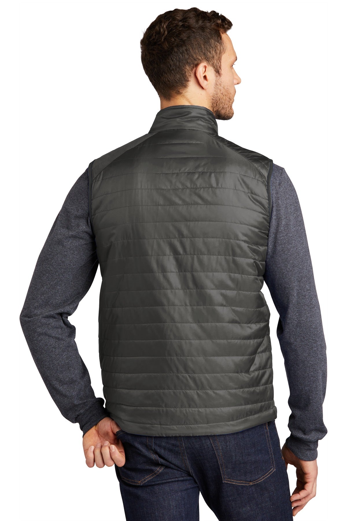 Custom Embroidered Port Authority  Packable Puffy Vest J851,Sterling Grey/ Graphite