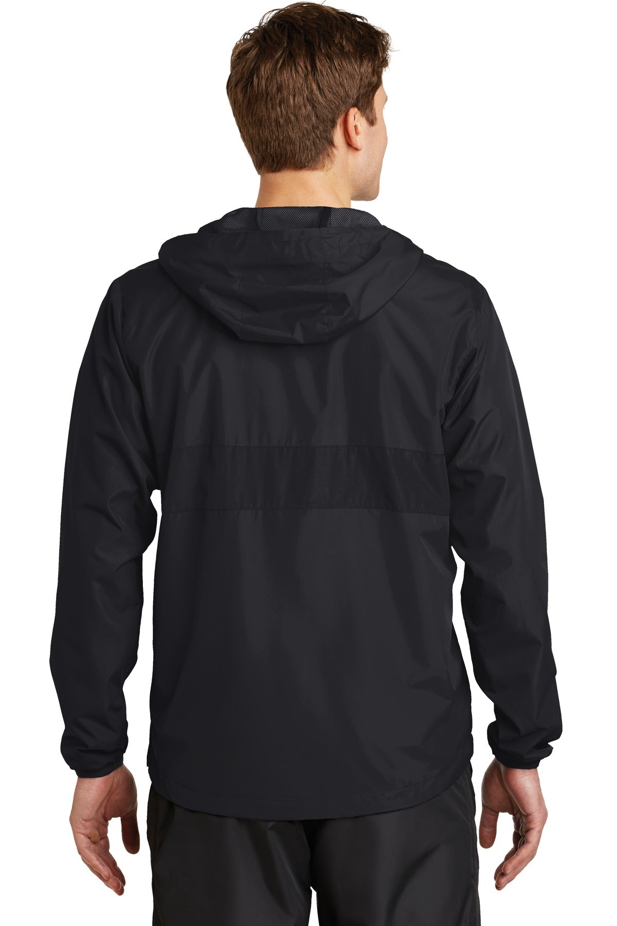 Custom Embroidered Sport-Tek Zipped Pocket Anorak. JST65,Black/ Black