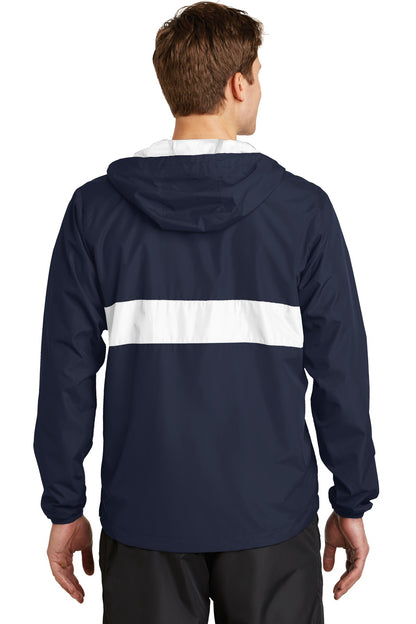 Custom Embroidered Sport-Tek Zipped Pocket Anorak. JST65,True Navy/ White