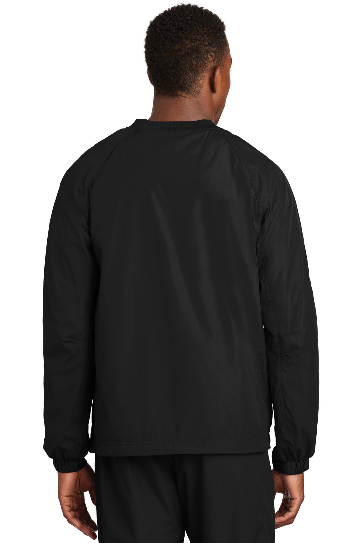 Custom Embroidered Sport-Tek V-Neck Raglan Wind Shirt. JST72,Black