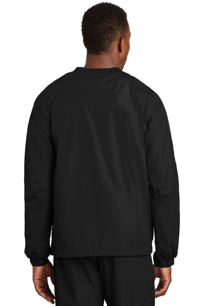 Custom Embroidered Sport-Tek V-Neck Raglan Wind Shirt. JST72,Black