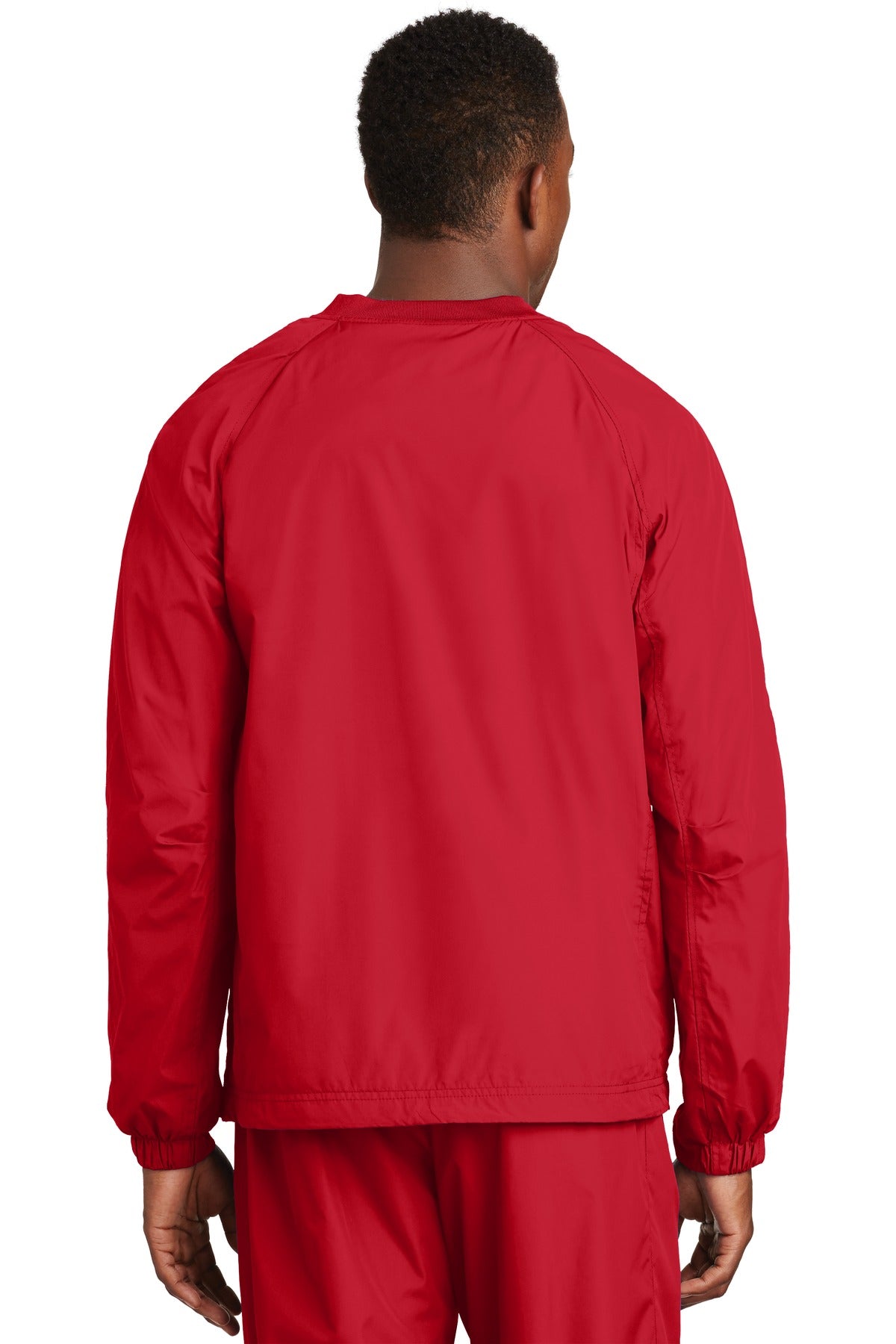 Custom Embroidered Sport-Tek V-Neck Raglan Wind Shirt. JST72,True Red