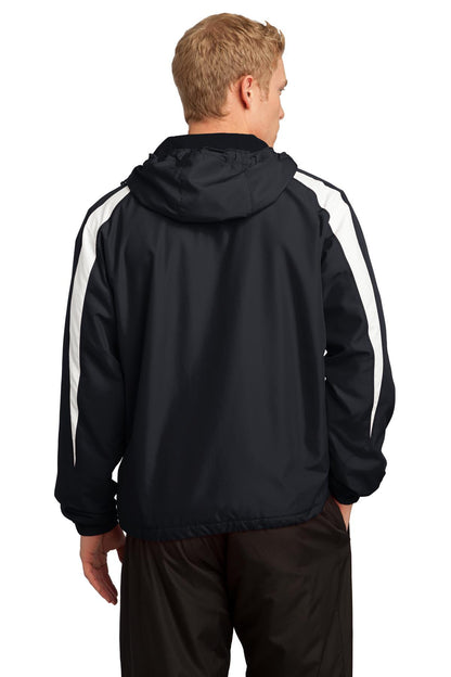 Custom Embroidered Sport-Tek Fleece-Lined Colorblock Jacket. JST81,Black/ White