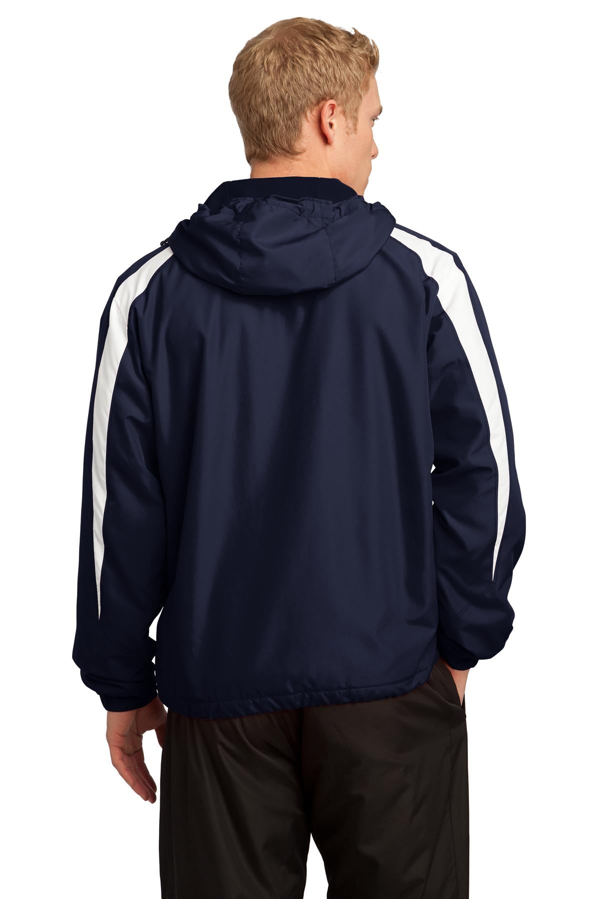 Custom Embroidered Sport-Tek Fleece-Lined Colorblock Jacket. JST81,True Navy/ White