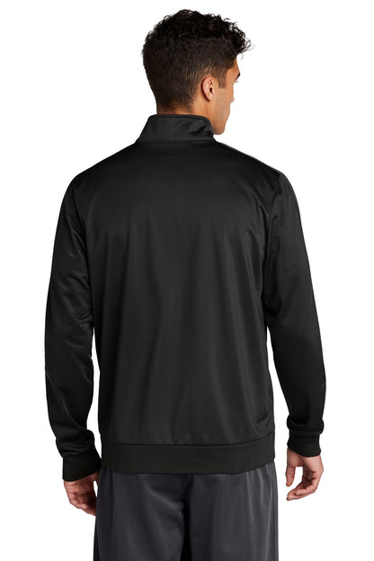 Custom Embroidered Sport-Tek  Tricot Sleeve Stripe Track Jacket. JST94,Black/ Black