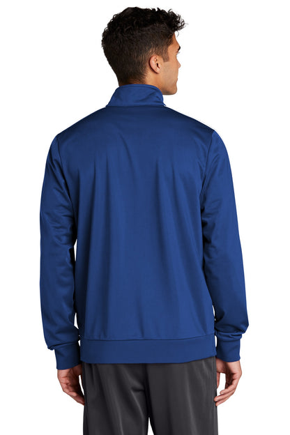 Custom Embroidered Sport-Tek  Tricot Sleeve Stripe Track Jacket. JST94,True Royal/ White