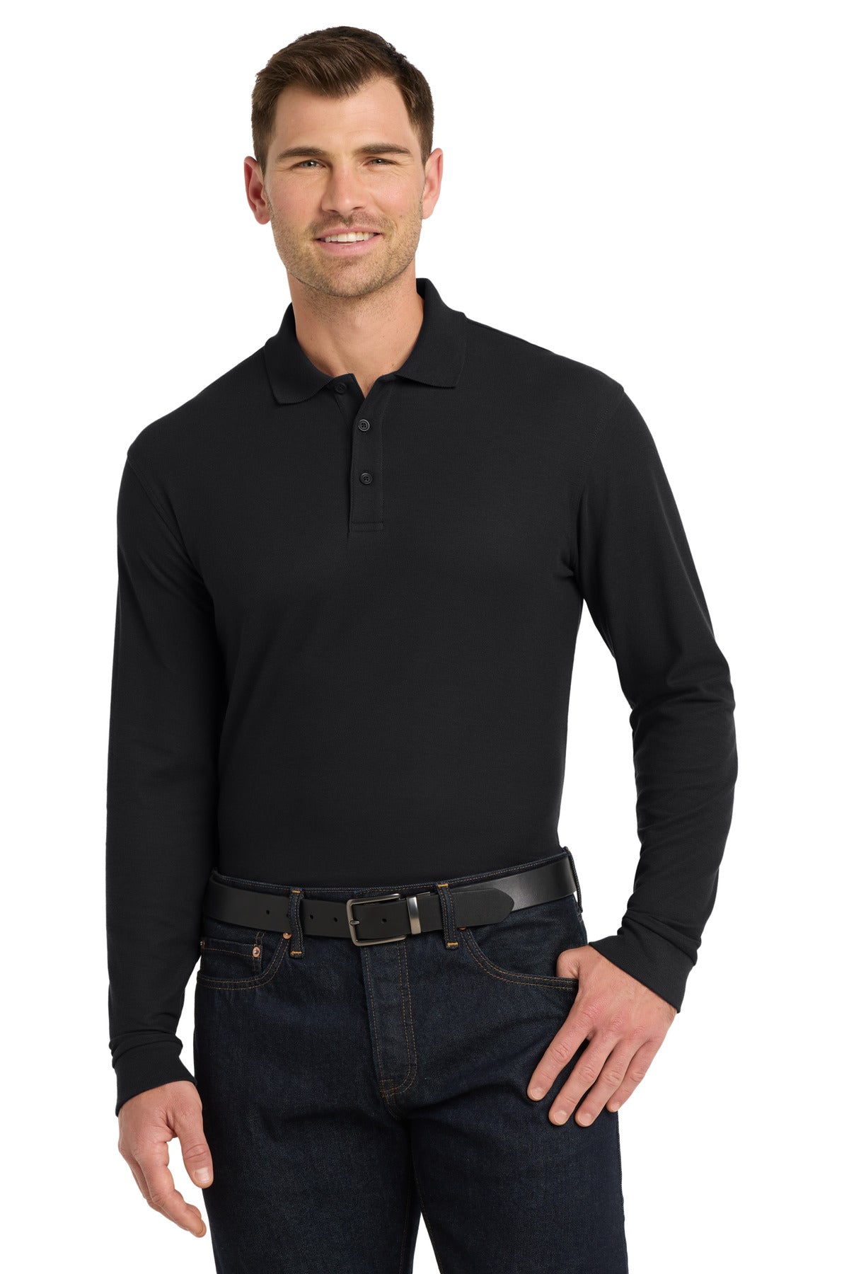 Custom Embroidered Port Authority Polos/Knits in Deep Black