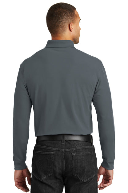 Custom Embroidered Port Authority Long Sleeve Core Classic Pique Polo. K100LS,Graphite