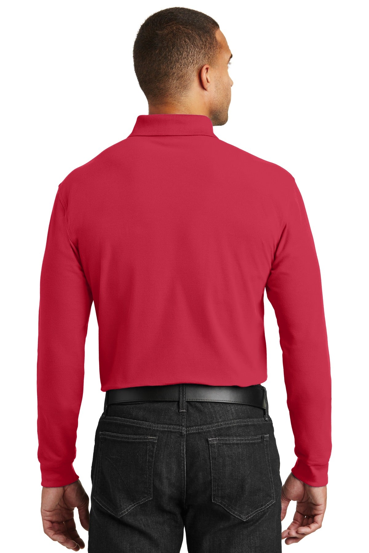 Custom Embroidered Port Authority Long Sleeve Core Classic Pique Polo. K100LS,Rich Red