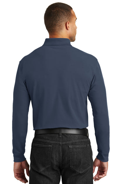 Custom Embroidered Port Authority Long Sleeve Core Classic Pique Polo. K100LS,River Blue Navy