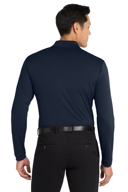 Custom Embroidered Port Authority  Dry Zone  UV Micro-Mesh Long Sleeve Polo K110LS,River Blue Navy