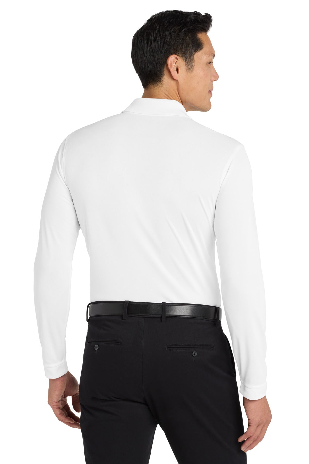 Custom Embroidered Port Authority  Dry Zone  UV Micro-Mesh Long Sleeve Polo K110LS,White