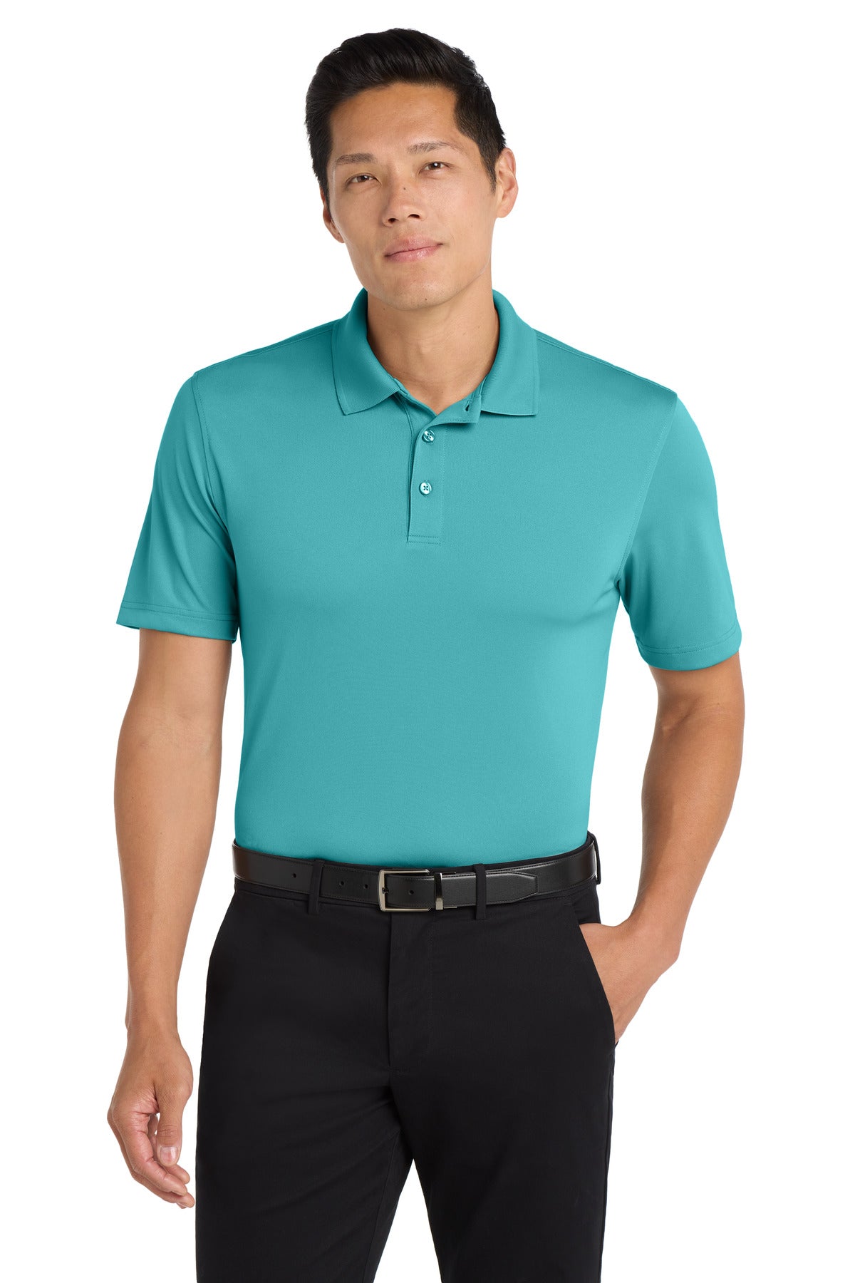 Custom Embroidered Port Authority Polos in Aquamarine