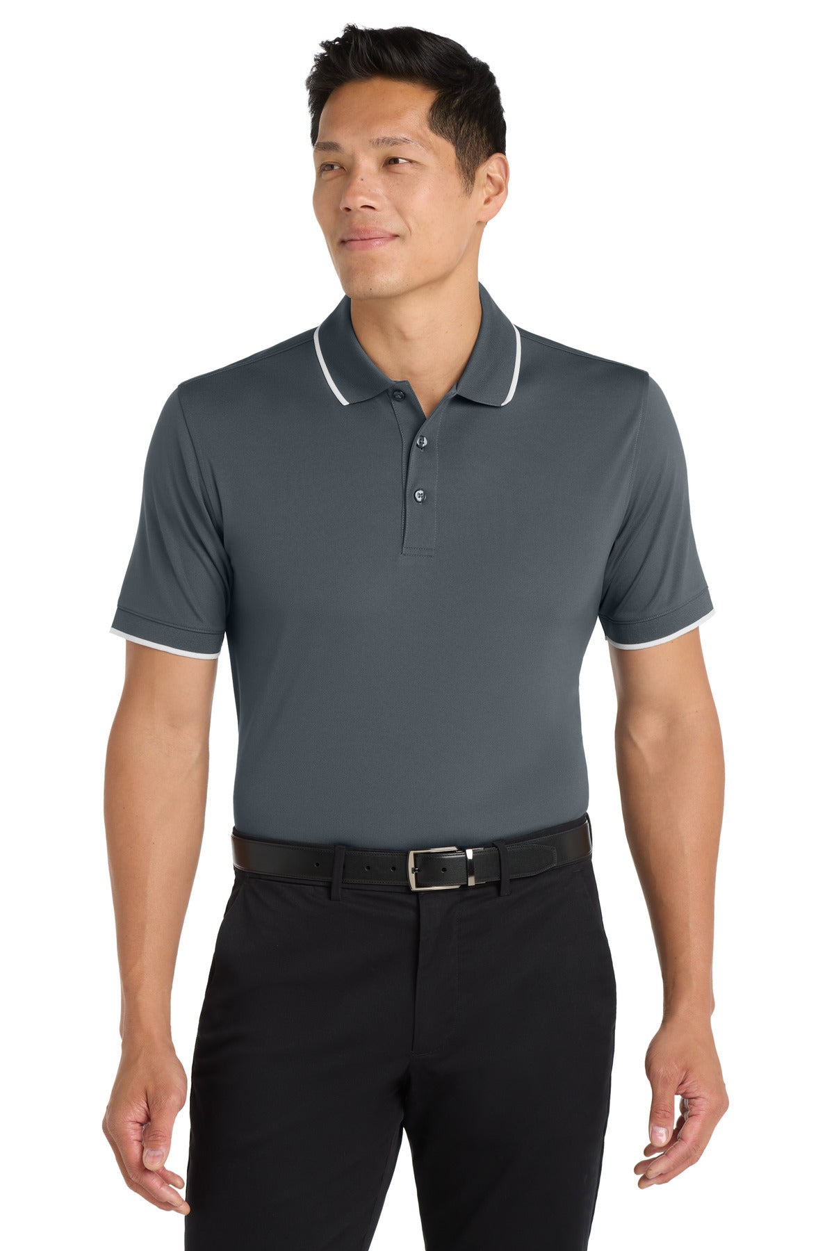 Custom Embroidered Port Authority Polos/Knits in Graphite/ White