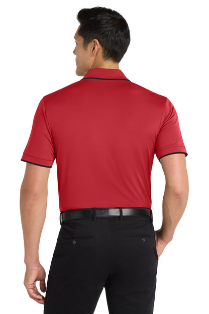 Custom Embroidered Port Authority Dry Zone UV Micro-Mesh Tipped Polo. K111,Rich Red/ Deep Black