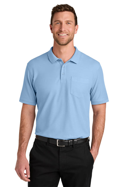 Custom Embroidered Port Authority Polos in Cloud Blue