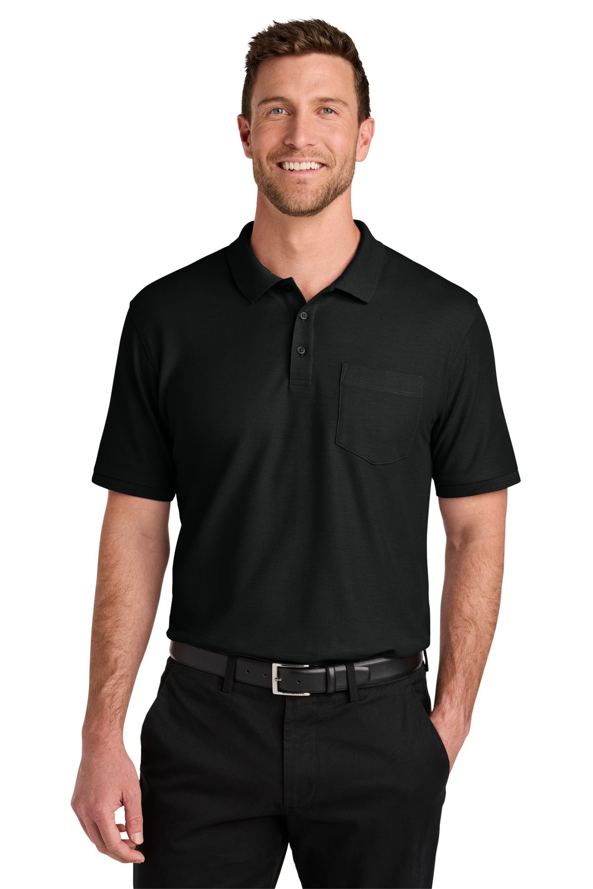 Custom Embroidered Port Authority Polos in Deep Black