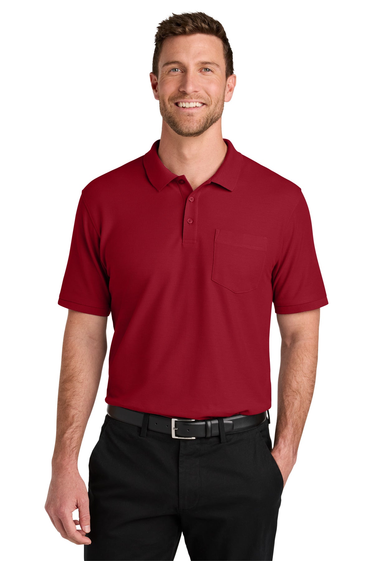 Custom Embroidered Port Authority Polos in Rich Red