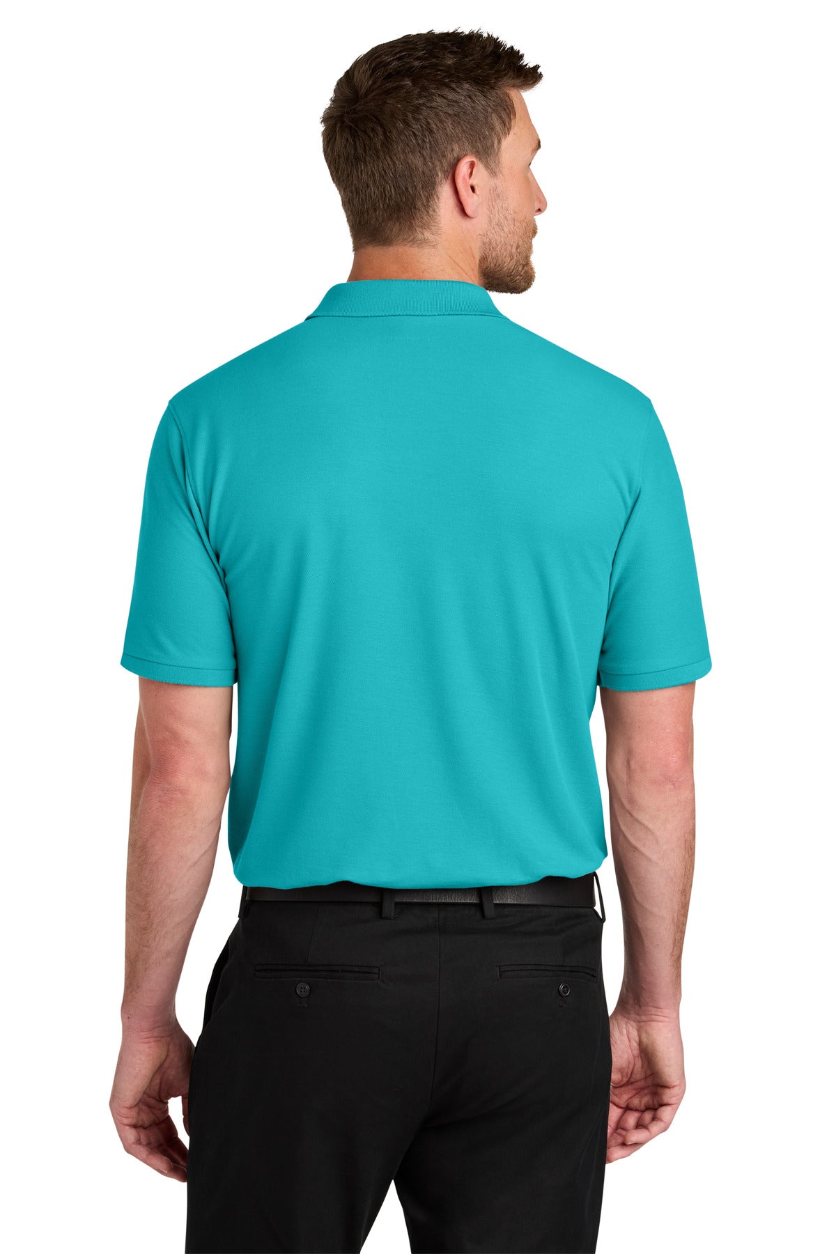 Custom Embroidered Port Authority Polos in Aquamarine