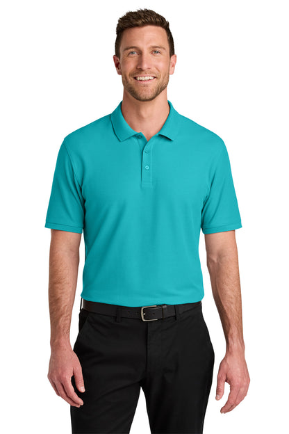 Custom Embroidered Port Authority Polos in Aquamarine