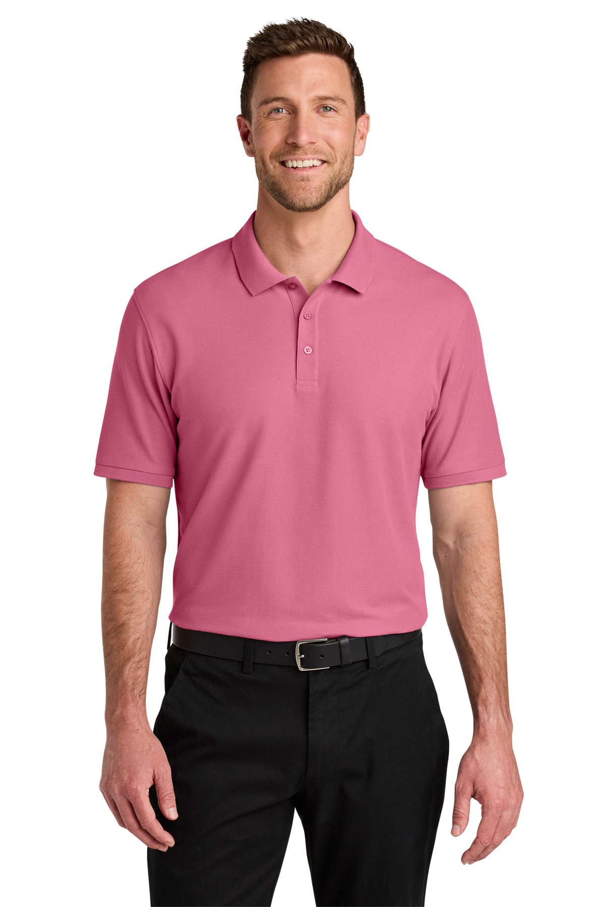 Custom Embroidered Port Authority Polos in Awareness Pink