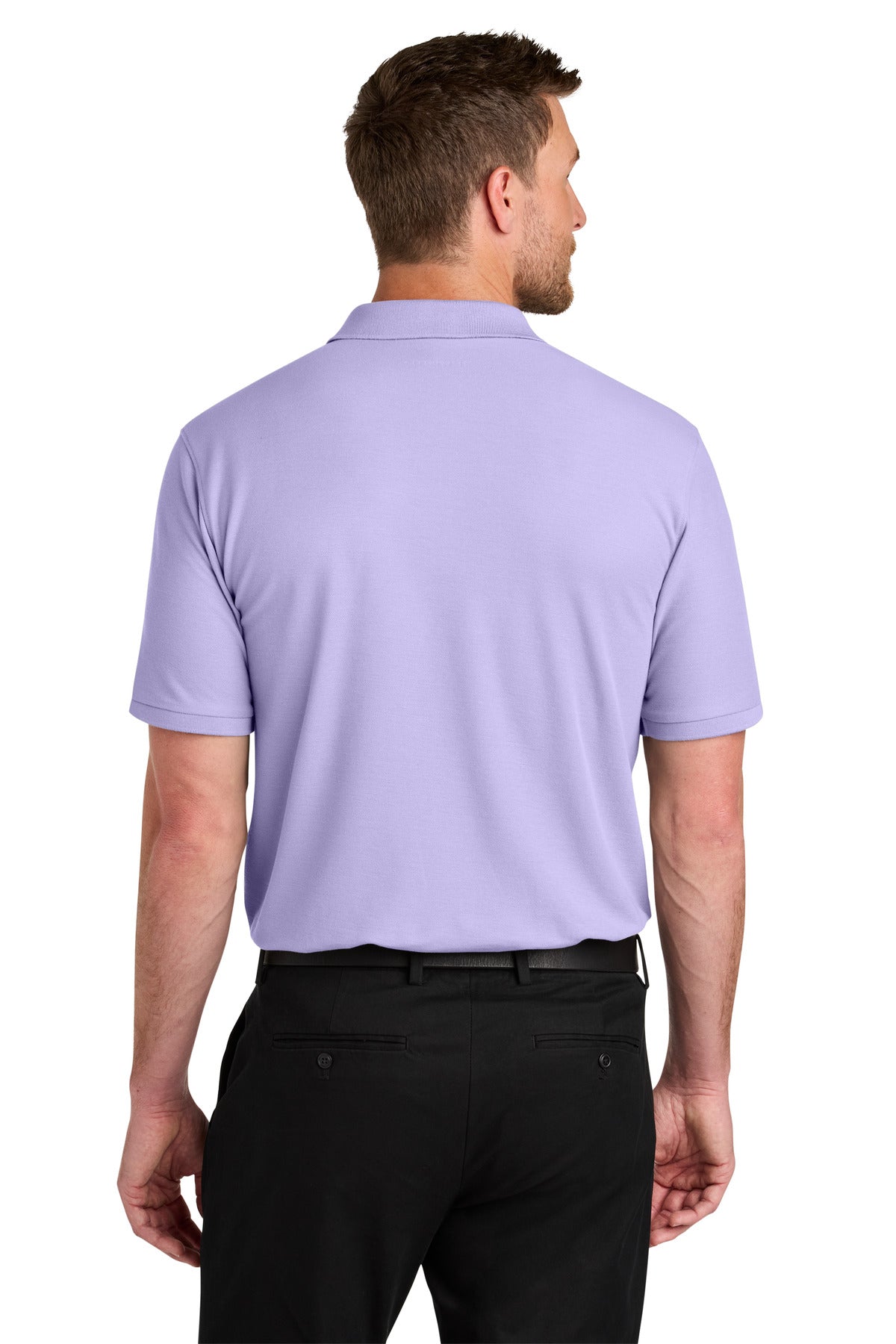Custom Embroidered Port Authority Polos in Bright Lavender