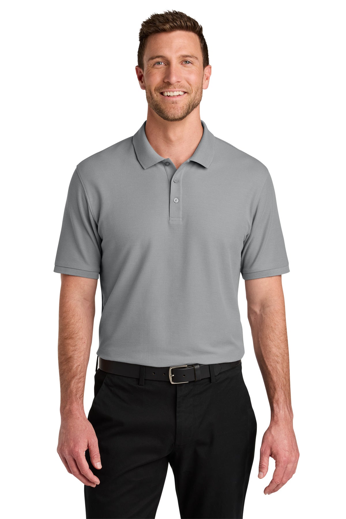Custom Embroidered Port Authority Polos in Gusty Grey