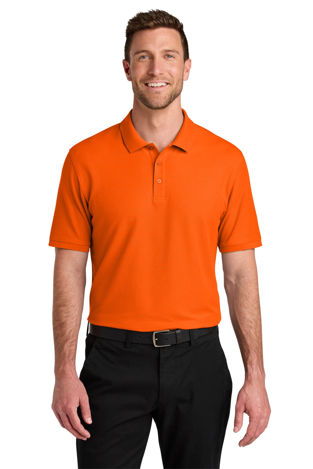 Custom Embroidered Port Authority Polos in Neon Orange