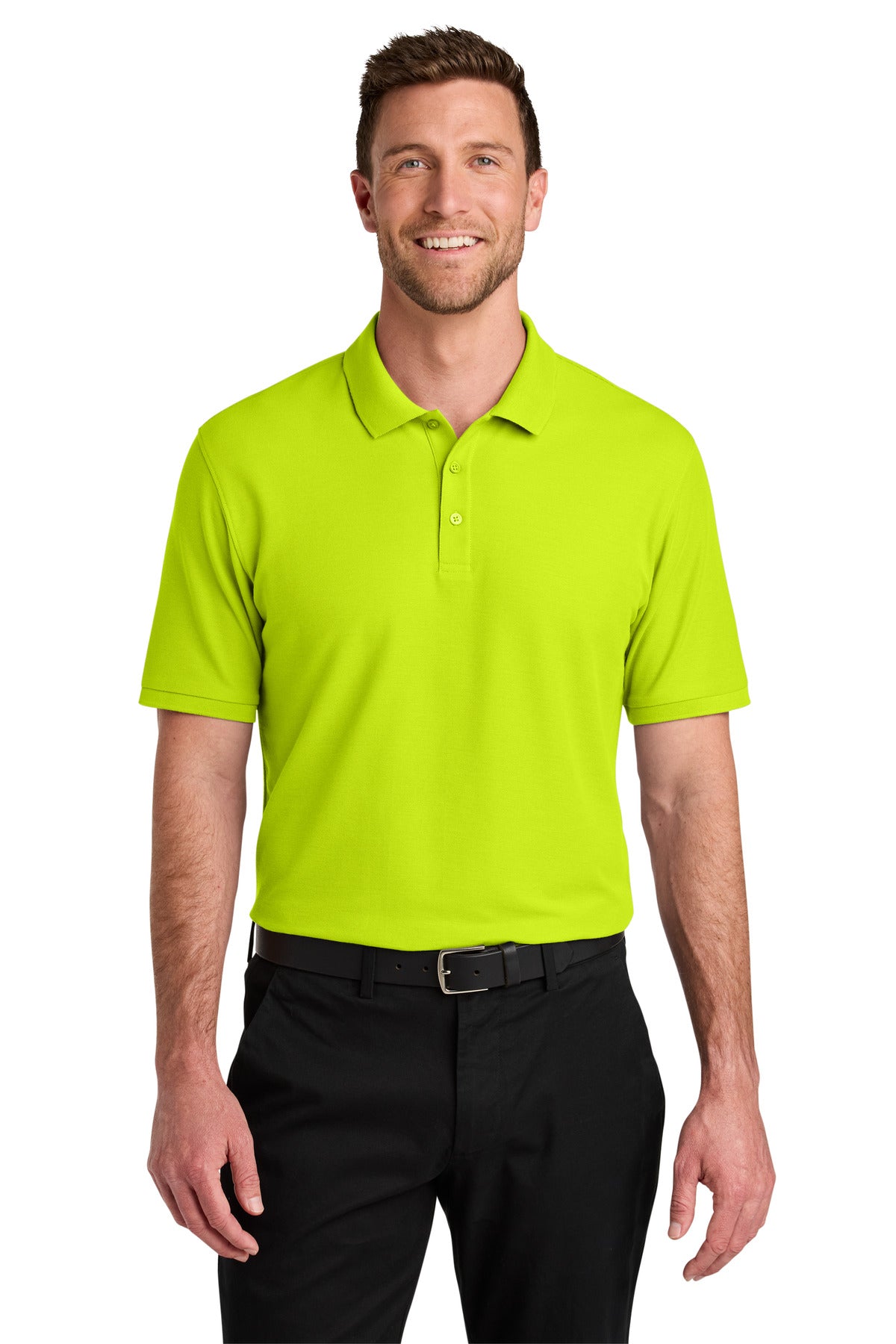 Custom Embroidered Port Authority Polos in Neon Yellow