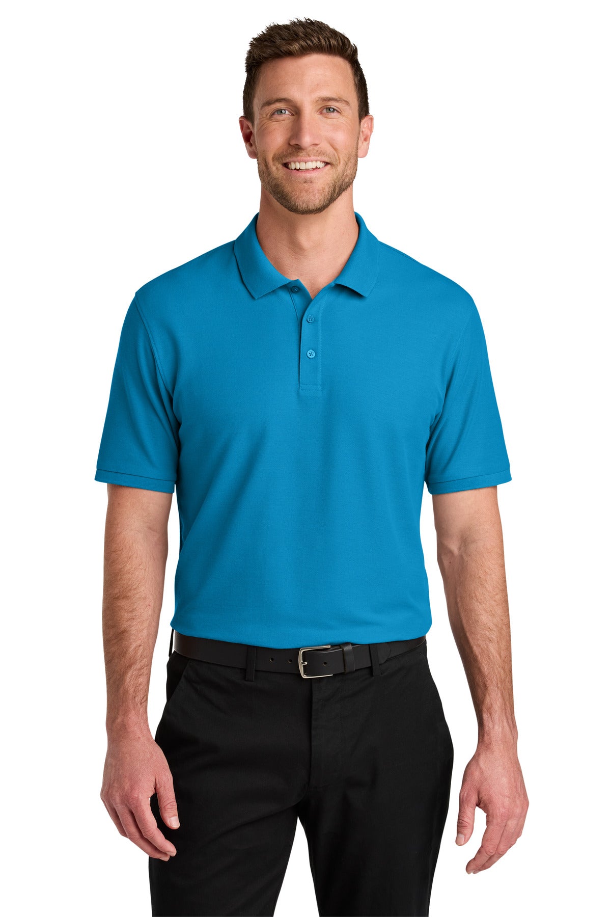 Custom Embroidered Port Authority Polos in Parcel Blue