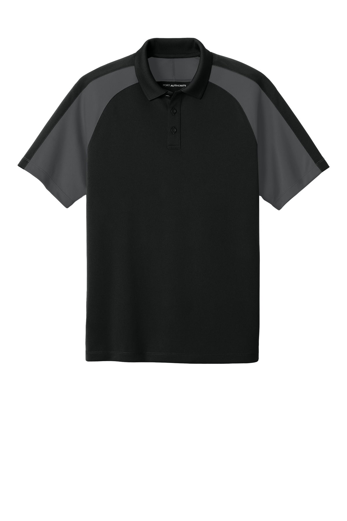Custom Embroidered Port Authority Polos/Knits in Deep Black/ Storm Grey