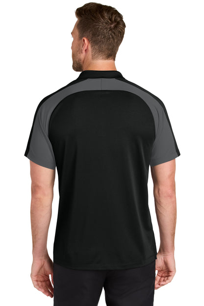 Custom Embroidered Port Authority Wearever Performance Pique Colorblock Polo K247,Deep Black/ Storm Grey