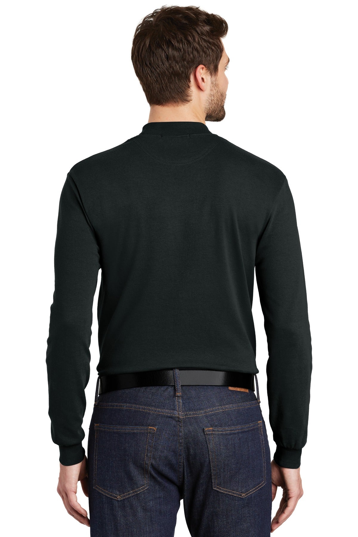 Custom Embroidered Port Authority Interlock Knit Mock Turtleneck.  K321,Black