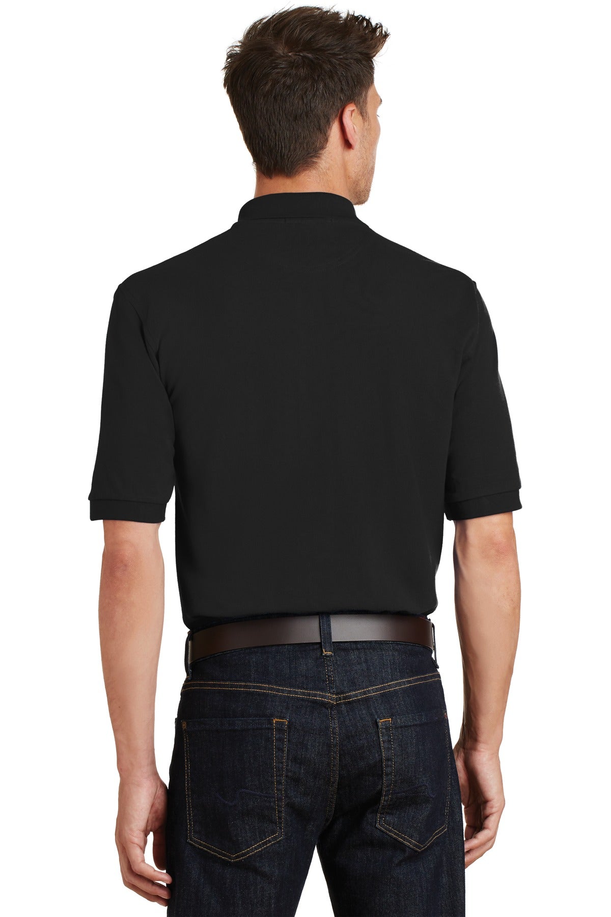 Custom Embroidered Port Authority Heavyweight Cotton Pique Polo with Pocket.  K420P,Black