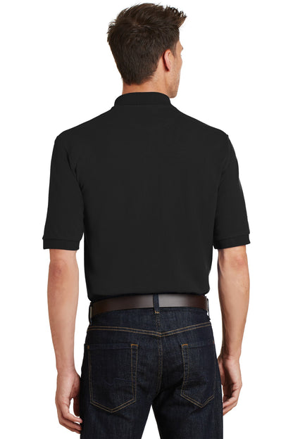 Custom Embroidered Port Authority Heavyweight Cotton Pique Polo with Pocket.  K420P,Black