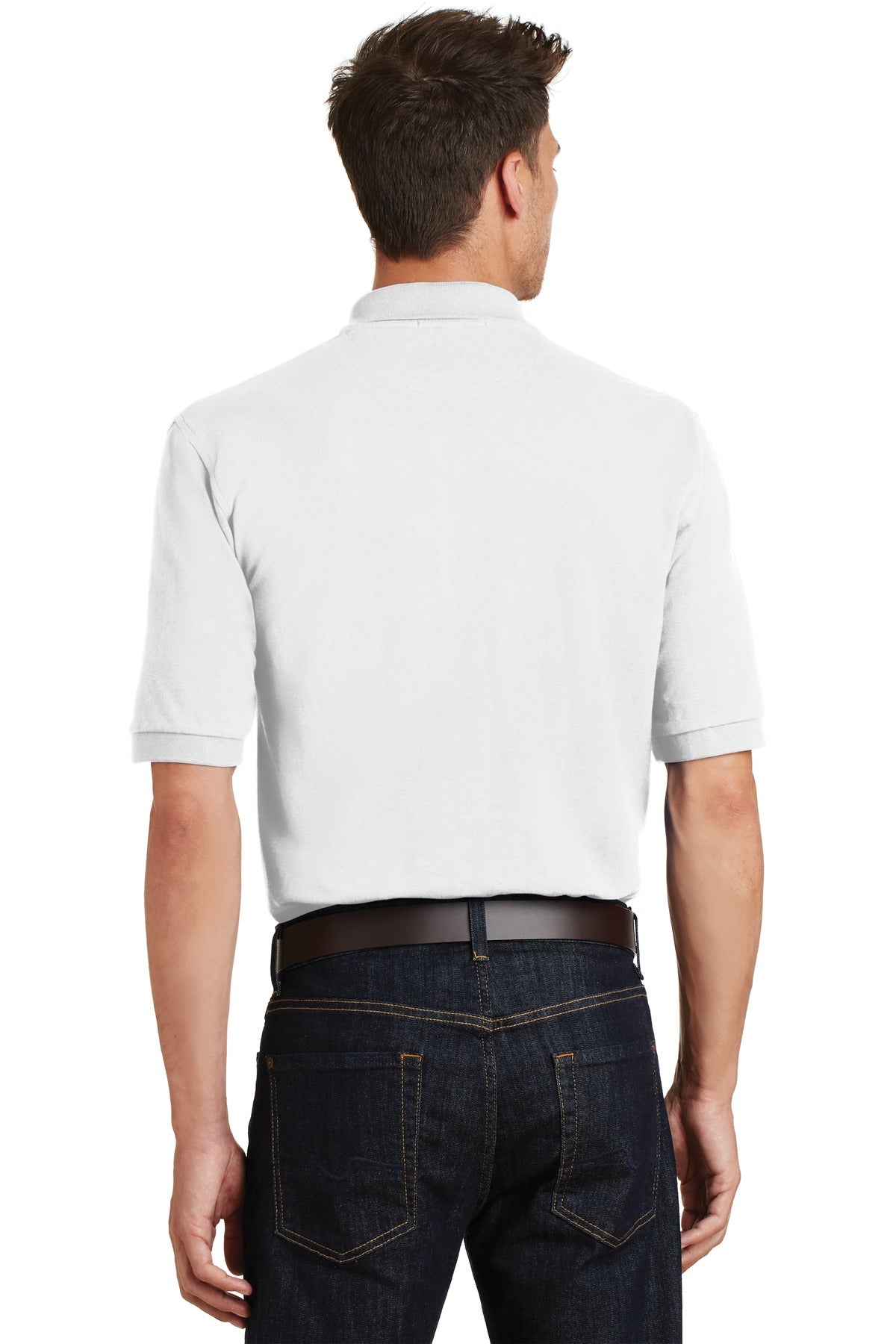 Custom Embroidered Port Authority Heavyweight Cotton Pique Polo with Pocket.  K420P,White