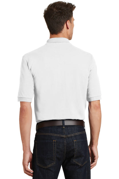 Custom Embroidered Port Authority Heavyweight Cotton Pique Polo with Pocket.  K420P,White