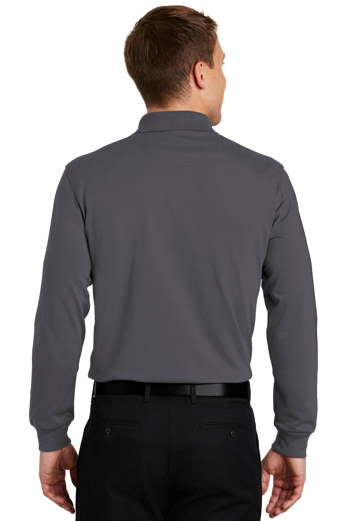 Custom Embroidered Port Authority Rapid Dry Long Sleeve Polo.  K455LS,Charcoal