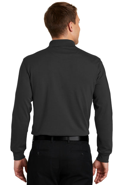 Custom Embroidered Port Authority Rapid Dry Long Sleeve Polo.  K455LS,Jet Black