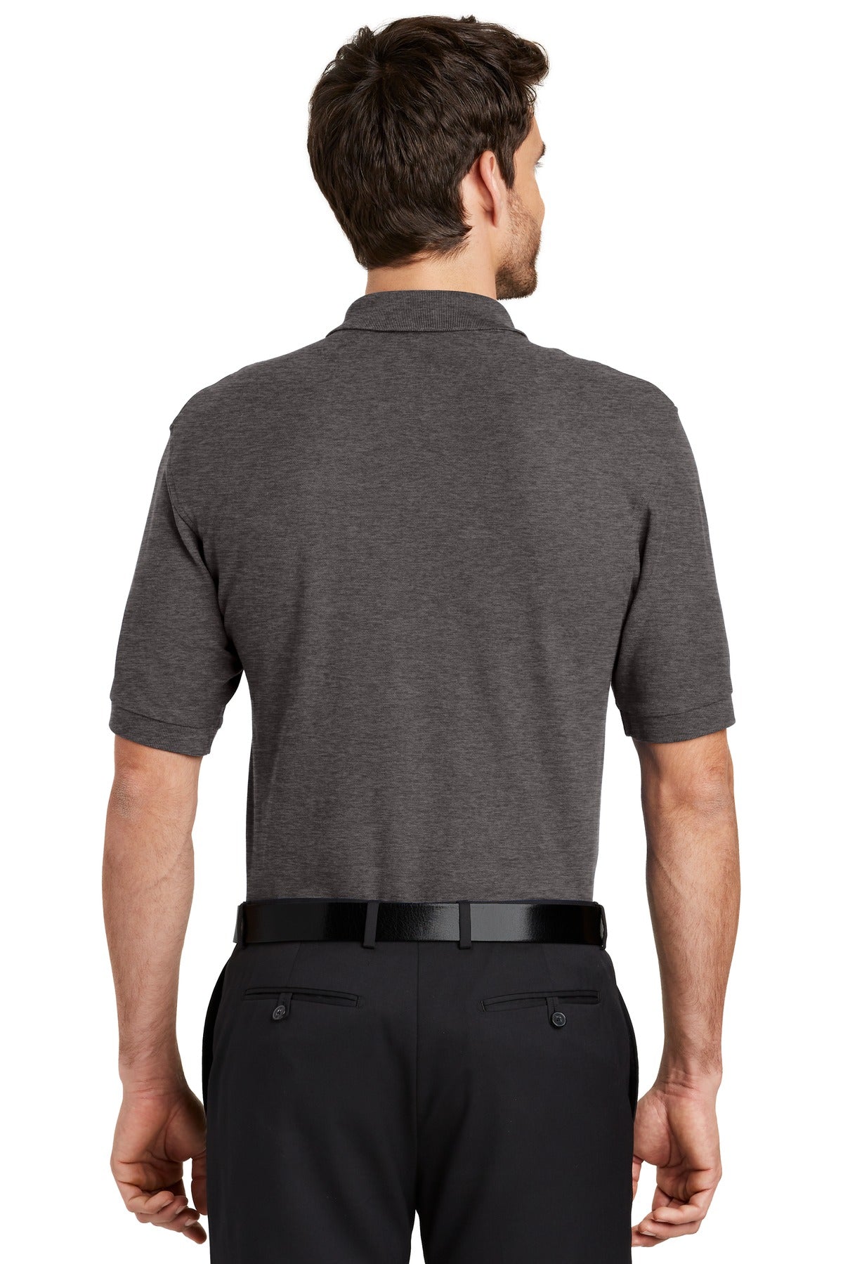 Custom Embroidered Port Authority Extended Size Silk Touch Polo K500ES,Charcoal Heather Grey