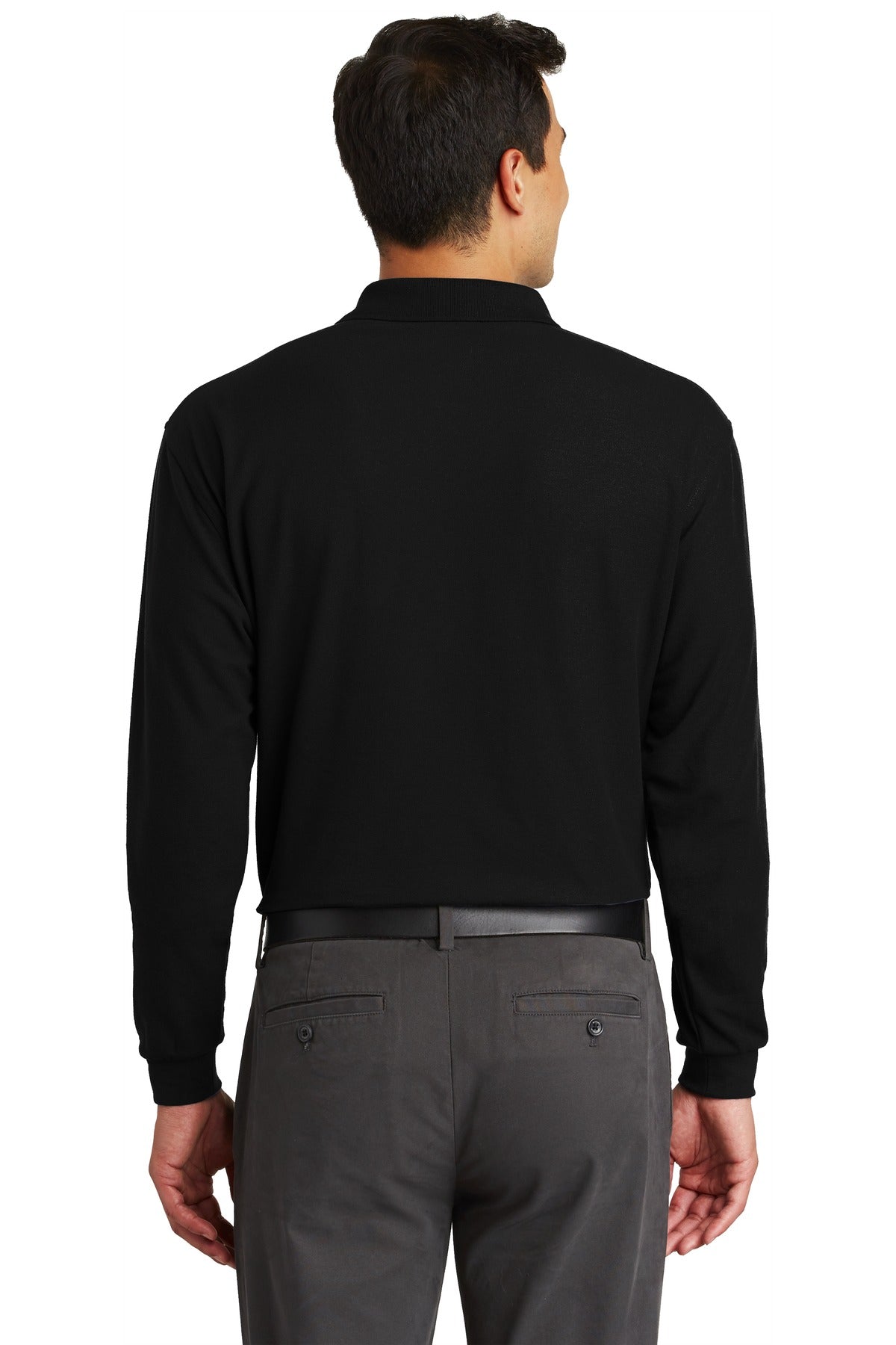 Custom Embroidered Port Authority Long Sleeve Silk Touch Polo with Pocket.  K500LSP,Black