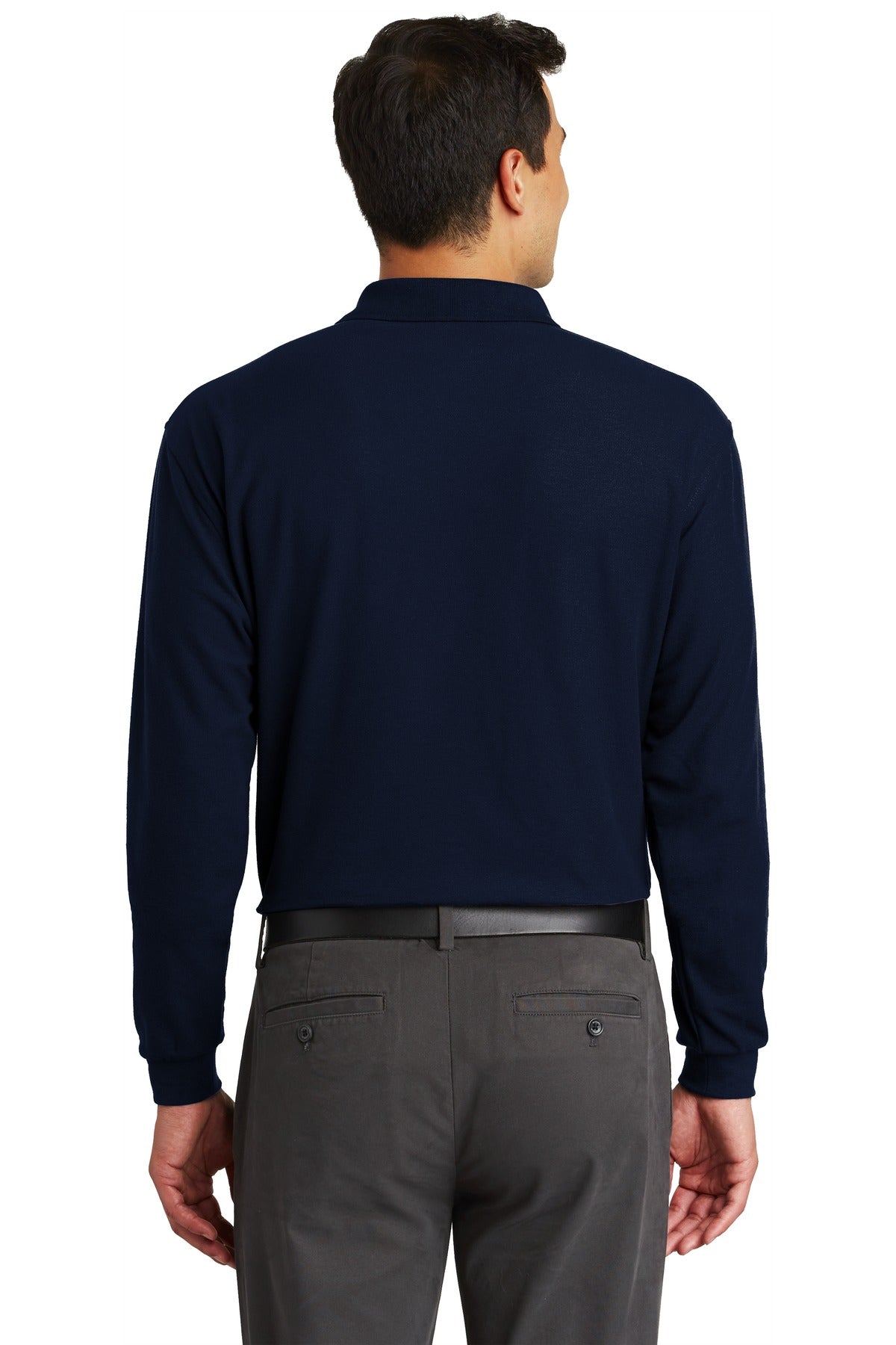Custom Embroidered Port Authority Long Sleeve Silk Touch Polo with Pocket.  K500LSP,Navy