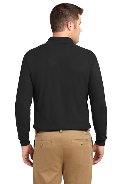 Custom Embroidered Port Authority Silk Touch Long Sleeve Polo.  K500LS,Black