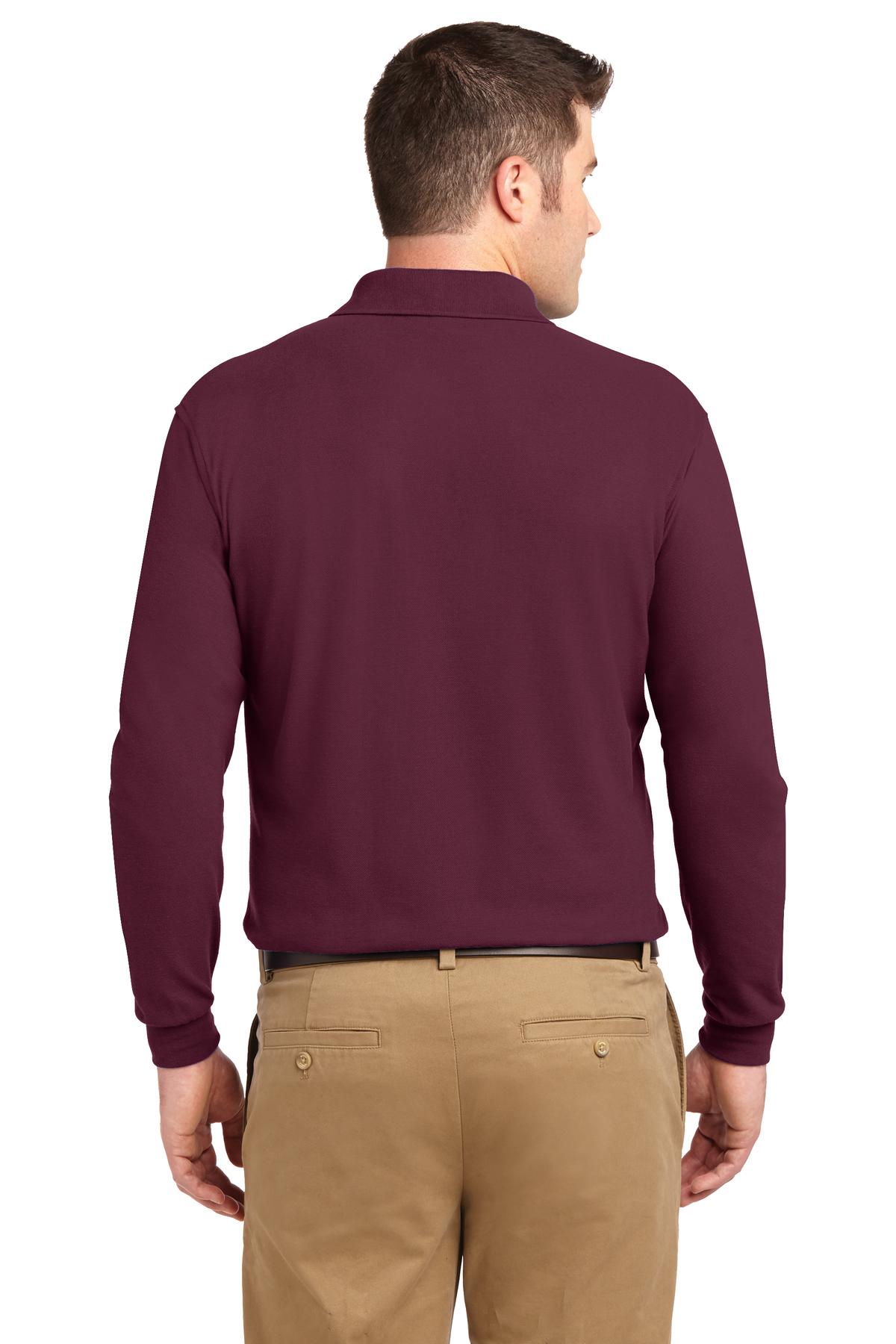 Custom Embroidered Port Authority Silk Touch Long Sleeve Polo.  K500LS,Burgundy