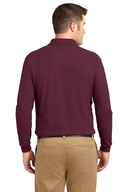 Custom Embroidered Port Authority Silk Touch Long Sleeve Polo.  K500LS,Burgundy